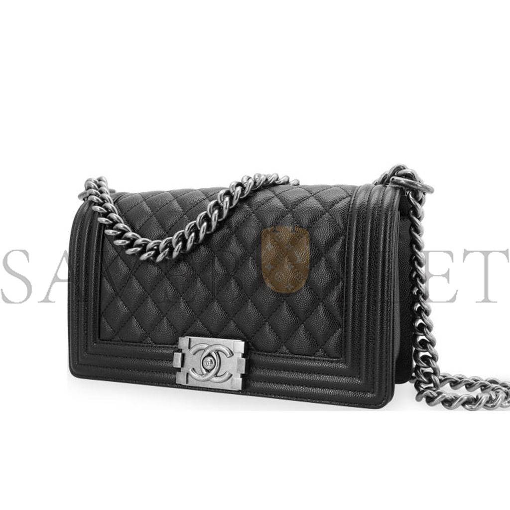 CHANEL MASTER CAVIAR QUILTED MEDIUM BOY FLAP BLACK A67086 (25*15*9cm)